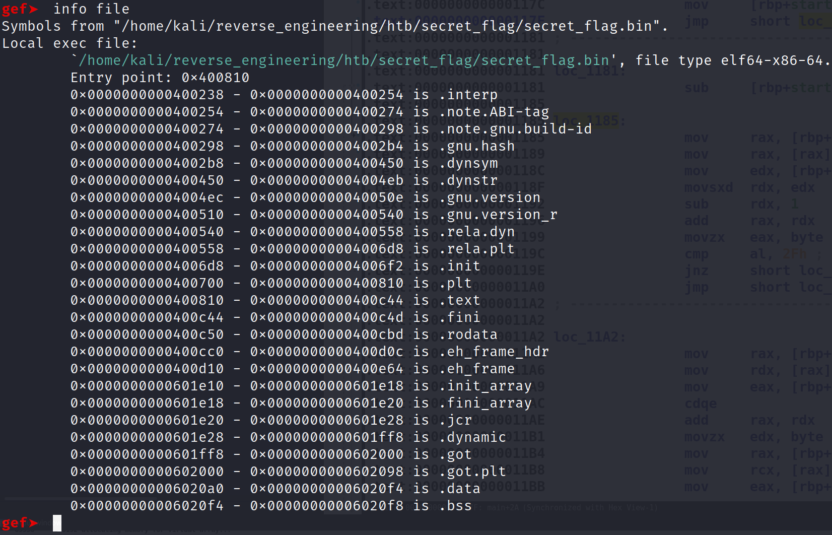 Finding the entry point of the binary