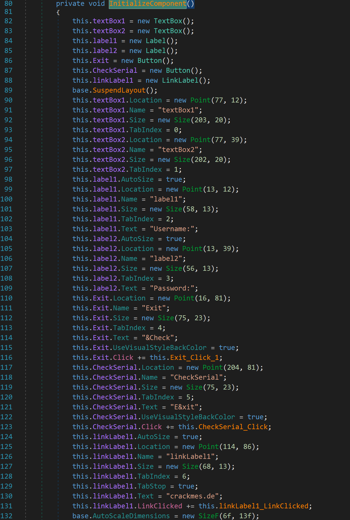 InitializeComponent Function