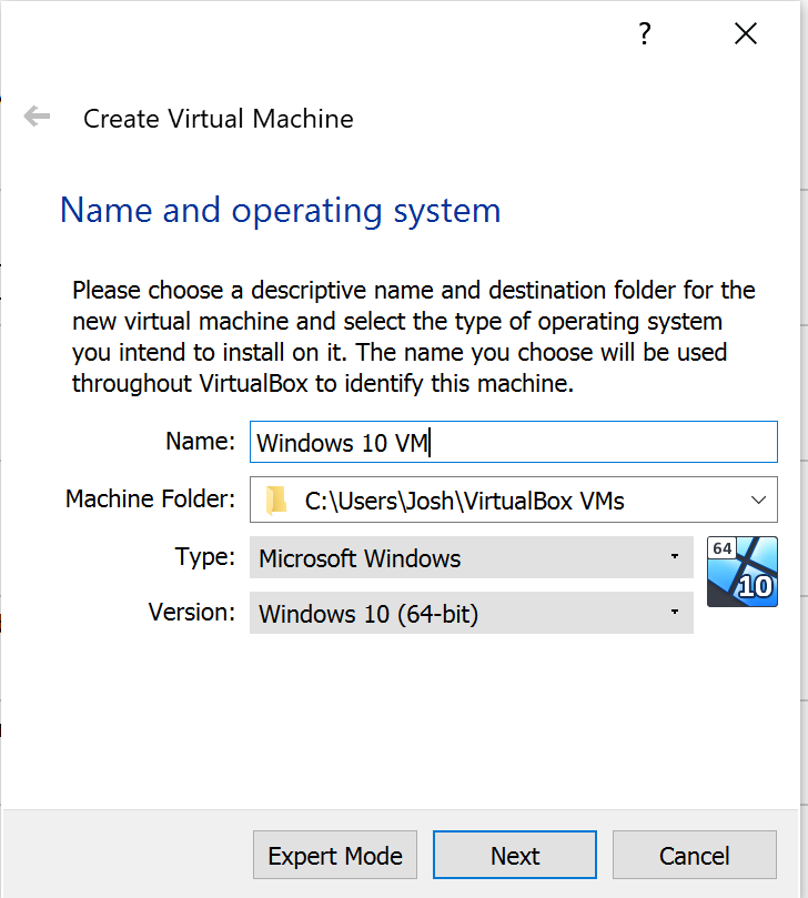 Create a Virtual Machine Menu