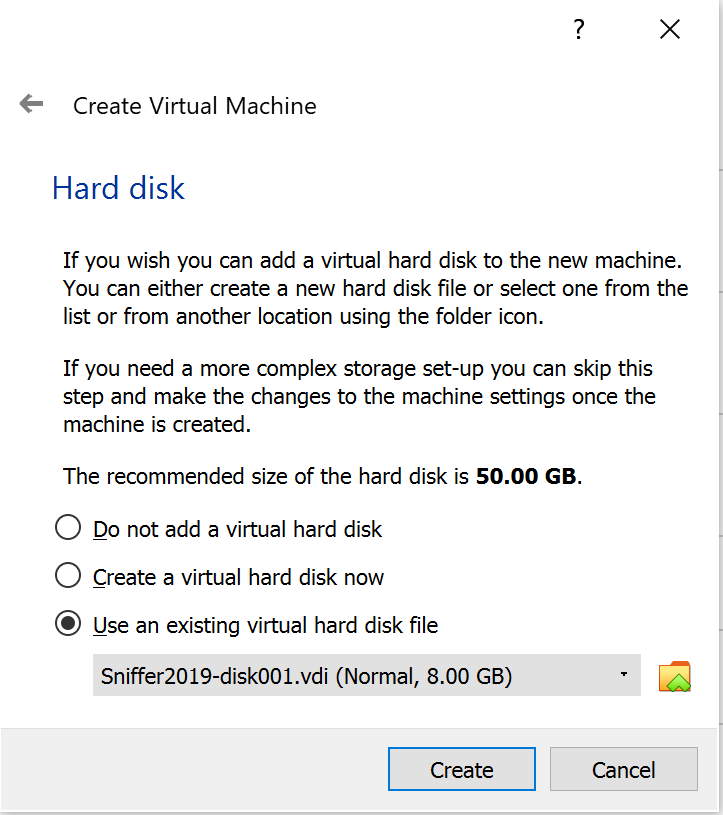 Select a hard disk menu