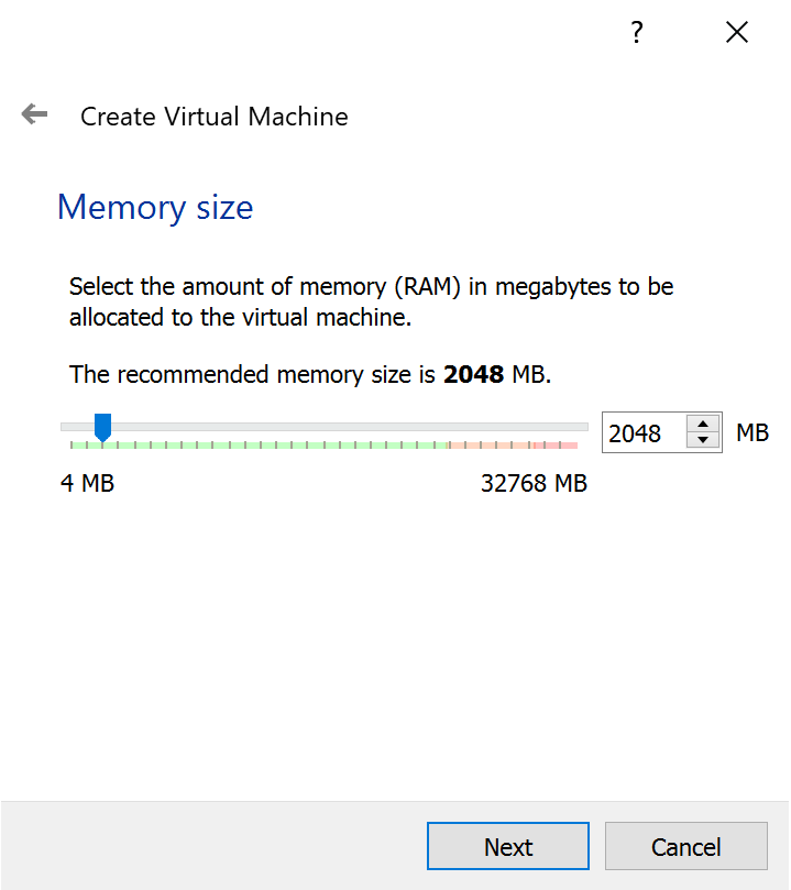 VirtualBox Memory size