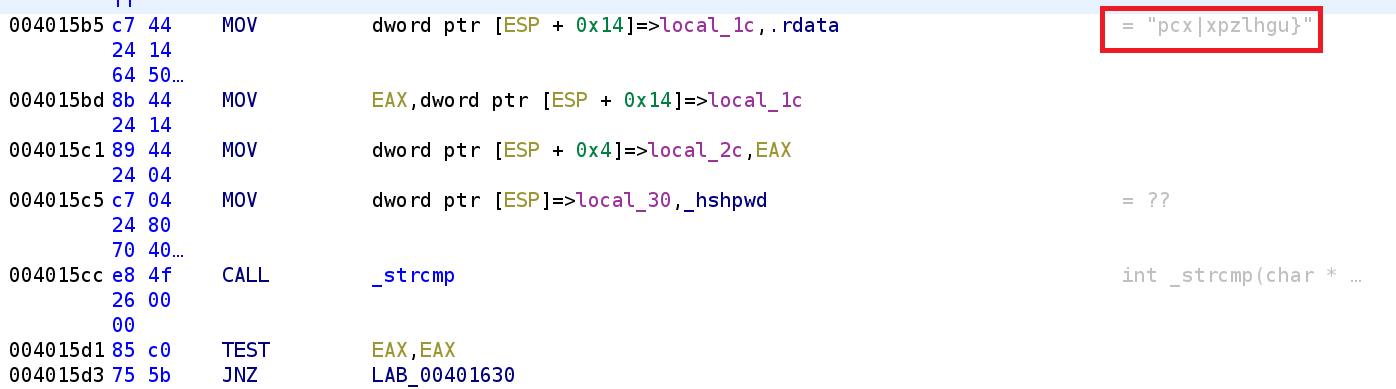 Comparing hshpwd with .rdata